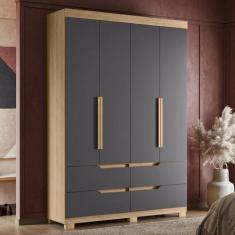 Guarda Roupa Solteiro 4 Portas 4 Gavetas Doble - Albatroz Móveis