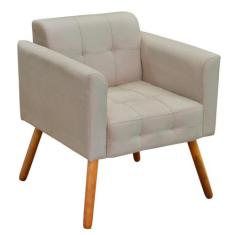 Poltrona Decorativa Elisa Suede Bege Pés Palito - D'Rossi - Condor