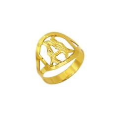 Anel Letra Alfabeto de A a Z Vazado Original Feminino Ouro 18K K220 - 