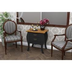 Mesa de Cabeceira Bombe Premier Preto/Cumarú- Patrimar Móveis