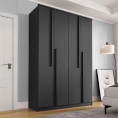 Guarda Roupa Solteiro 4 Portas 2 Gavetas Sarah CabeCasa MadeiraMadeira Preto