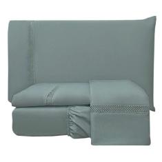 Jogo De Lençol Queen Infinito 300 Fios 4 Peças - Chumbo - Dona Zeze