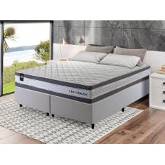Conjunto Cama Box c/ Molas Ensacadas Alpine Cinza King 193x203x65 - Ki