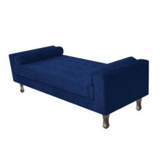 Recamier Baú Félix Solteiro 160 cm Suede - ADJ Decor, Azul Marinho
