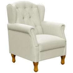 Poltrona Decorativa Para Sala de Estar Yara Linho Bege - Lyam Decor