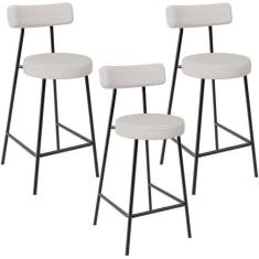 Kit 03 Banquetas Baixa Para Cozinha Sala De Jantar Bar Bancada Milão L
