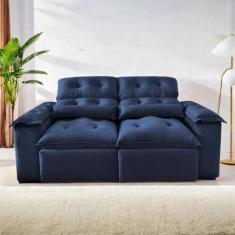 Sofá Retrátil e Reclinável 2,00m em Tecido Veludão C/ Pillow nos Braço