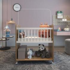 Mini Berço Compacto Portátil Para Bebê Com Rodízio Colchão Suporte Par