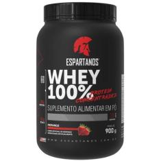 Whey Protein Concentrado 100% Pure 900g WPC 80 - Espartanos,  Morango