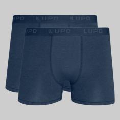 Kit 2 Cuecas Lupo Boxer Algodão com Elastano 00615, Azul marinho, P