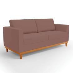 Sofá 03 Lugares Juliette Veludo Base Madeira Castanho D03 - D'Rossi, R