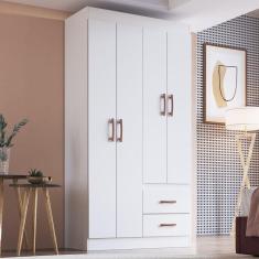 Guarda Roupa Solteiro 4 Portas 2 Gavetas Córdova Branco