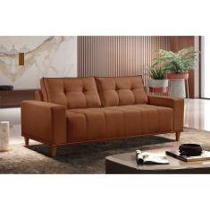 Sofá 3 Lugares Veludo 220cm com Molas Beny Cobre Terracota