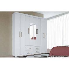 Guarda Roupa Casal 8 Portas e 4 Gavetas c/ Espelho e Pés Nápoles Ébano - Santos Andirá