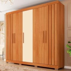 Guarda Roupa Casal Sophia 5 Portas 2 Gavetas Freijo/Off White - Caemmun