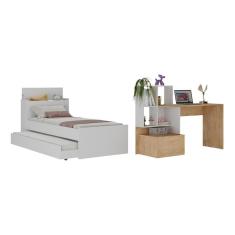 Conjunto Quarto Bicama Com Colchão E Baú/escrivaninha Multimóveis Mp4224 Branco/rustic Branco/rustic