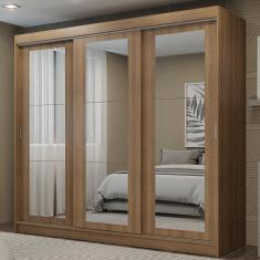 Guarda-roupa 3 Portas Correr Espelho 3 Gavetas Rustic Madesa