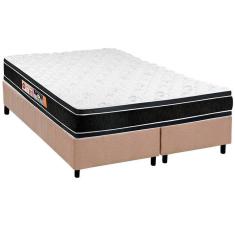 Cama Box Queen: Colchão Espuma Castor D33 Black e White + Base CRC Suede Clean(158x198)