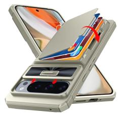 CENMASO Capa para Google Pixel 9 Pro XL com suporte para cartão (4 cartões) capa para câmera deslizante e suporte 【bloqueio RFID】 Proteção contra quedas militar e TPU Edge Capa carteira para Pixel 9