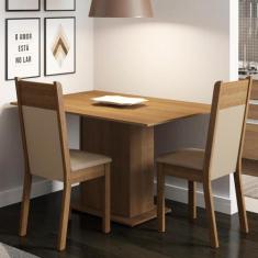 Conjunto Sala de Jantar Madesa Gabi Mesa Tampo de Madeira com 2 Cadeir