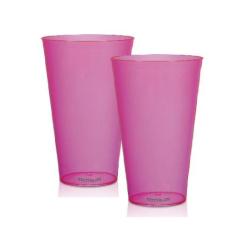 Kit 2 Copos Big Drink Rosa 550 Ml Acrílico Poliestireno - Krystalon