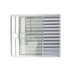 Janela de Aluminio Veneziana de Correr 100x100cm 3 Folhas com Grade e 