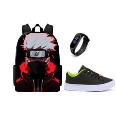 Conjunto Escolar Tenis Casual Mais relogio E Mochila Infantil Versatil