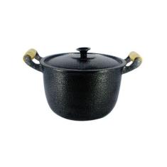 Caldeirão Alumínio Fundido Craqueado Alça De Madeira 30cm - DIVIFORTE,