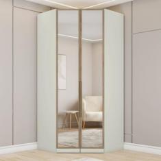 Guarda Roupa Canto Closet Modulado 2 Portas e 3 Gavetas com Espelho e 