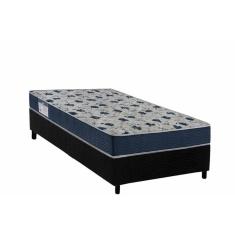 Cama Box Solteiro: Colchão Ortopédico Ortobom D28 Anatômico Iso 60 + Base Crc Suede Black (88x188)