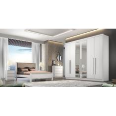 Guarda Roupa Casal Com Espelho 6 Portas 8 Gavetas - Robust -Branco - M