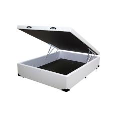 Cama Box Baú Blindado Casal Extremo Reforçado Homequeen Sintético Branco 41x138x188
