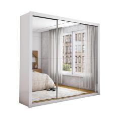 Guarda Roupa Roupeiro Isabela Master 3 Portas De Correr Com Espelho 4 Gavetas Carioca Branco