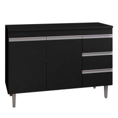 Balcão De Cozinha Andréia Com Tampo 100 Cm Preto Fosco - Ajl