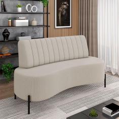 Sofá Living Decorativo 2 Lugares 1,60m Katara Pés De Ferro Linho Rústico Off White G33 - Gran Belo