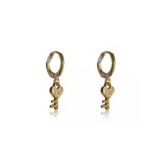 Brinco Argolinha Com Chave Folheado