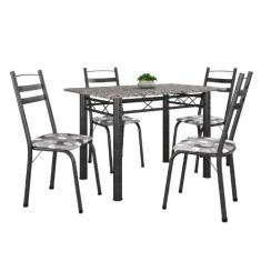 Conjunto De Mesa Itália Com 4 Cadeiras 1,20m Artefamol Dark / Granito,