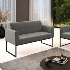 Sofá 2 Lugares Namoradeira Marisa Aço Industrial Preto Suede D03 - D'R