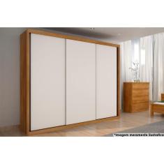 Guarda Roupa Casal Paradizzo Gold 3 Portas de Correr 6 Gavetas MDF Freijó Cumaru-Branco Móveis Novo Horizonte