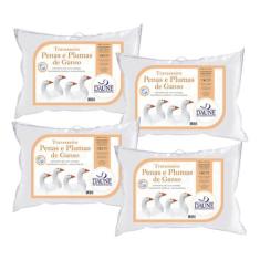 Kit 4 Travesseiros Médios 14cm - Penas com Plumas - Daune