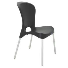 Cadeira Plastica Jolie Preta Com Pernas De Aluminio Anodizadas - Tramo