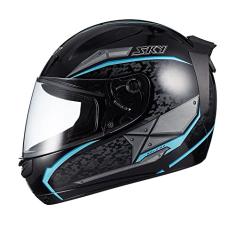 Capacete Sky Two Soldier Preto Fosco Transf Azul 60