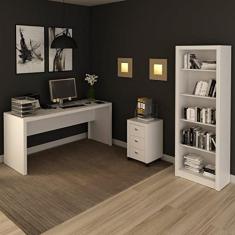 Conjunto Home Office 3 Peças com 1 Mesa para Escritório 1 Estante 1 Gaveteiro Espresso Móveis