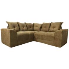 Sofá de Canto L Caramelo Almofadas Lisas