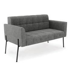 Sofá Namoradeira 2 Lugares Base Pé de Ferro Preto Elisa Linho Grafite A26 D03 - D`Rossi