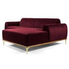 Sofá 320cm 5 Lugares Com Chaise Direito B-278 Veludo Marsala