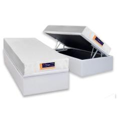 Conjunto Box Baú Solteiro: Colchão Espuma Castor Vitagel Visco Gel + Base CRC Courano White(88x188)