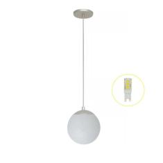 Pendente Prata Bancada Cozinha Cabeceira De Cama + Led Vi