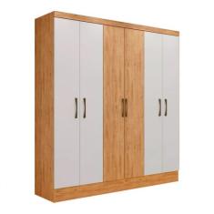 Guarda Roupa Maxel Casal Paris 6 Portas 2 Gavetas MDF Disa Móveis - Capuccino/Branc