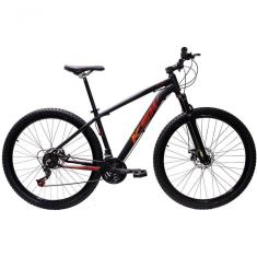 Bicicleta Aro 29 Ksw Xlt Alumínio 27v Freio Disco Mecânico Garfo Suspensão - Preto/vermelho/laranja Tam.15
